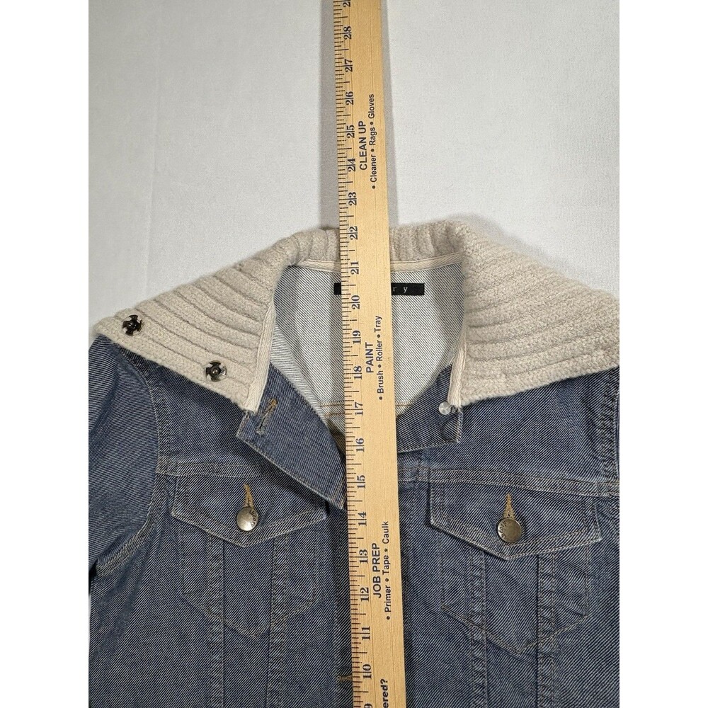 THEORY Denim Jacket Womens Small Long Sleeve Cotton Blend Made In The USA - Picture 4 of 5